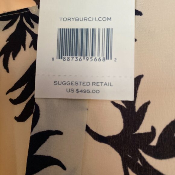 NWT Tory Burch 100% silk Navy & White Floral Jumpsuit Size 6 - Picture 4 of 14